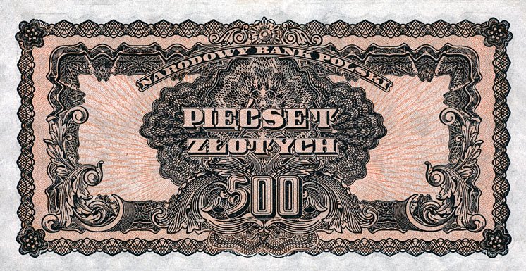 Back of Poland p119a: 500 Zlotych from 1944