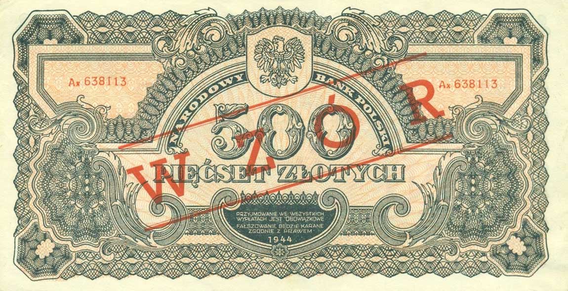 Front of Poland p119s: 500 Zlotych from 1944