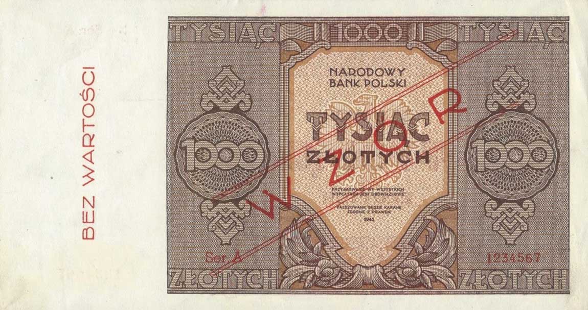 Front of Poland p120s: 1000 Zlotych from 1945