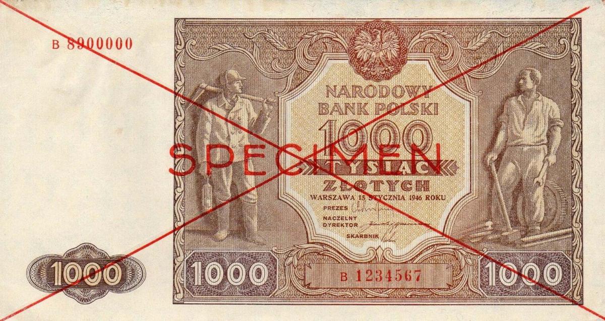 Front of Poland p122s: 1000 Zlotych from 1946