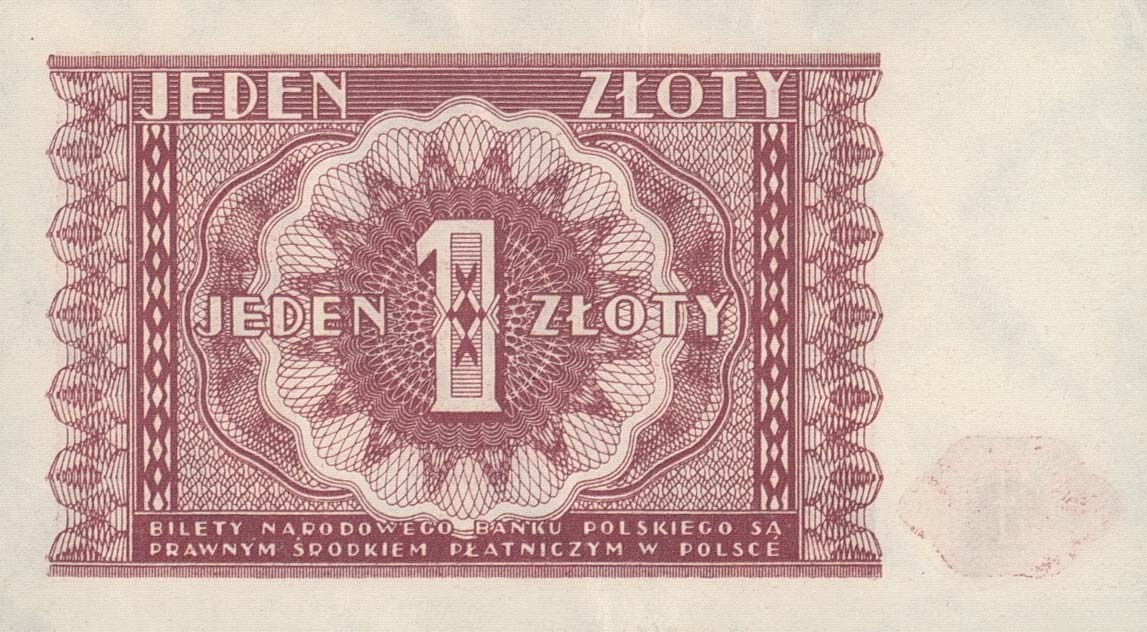 Back of Poland p123: 1 Zloty from 1946