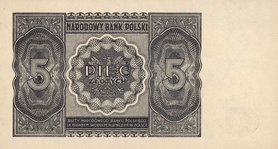 Back of Poland p125: 5 Zlotych from 1946
