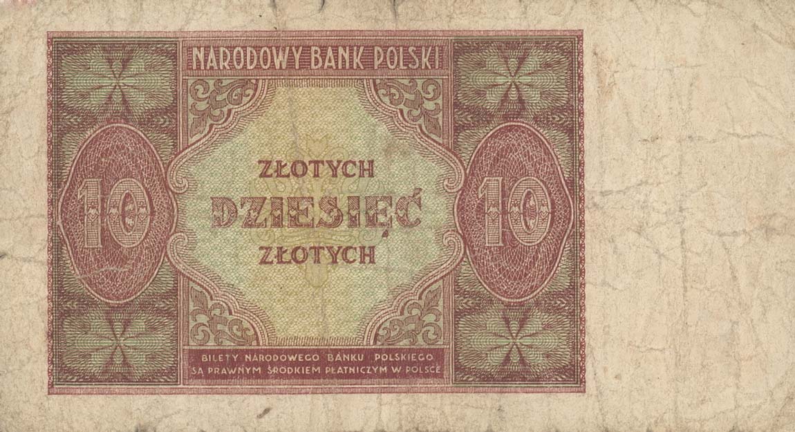 Back of Poland p126: 10 Zlotych from 1946