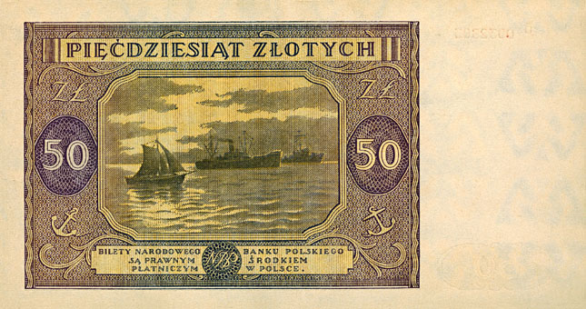 Back of Poland p128a: 50 Zlotych from 1946