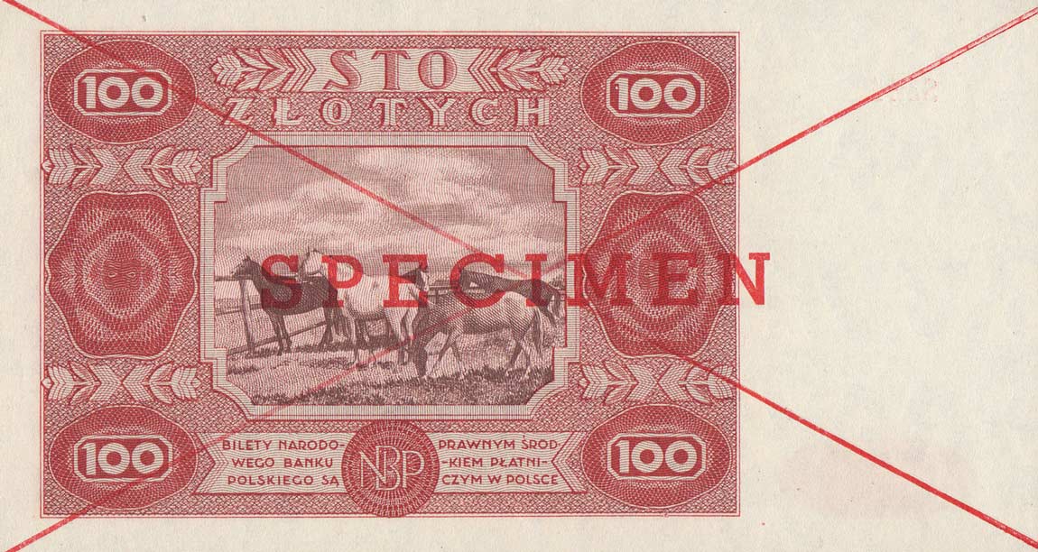 Back of Poland p131s: 100 Zlotych from 1947