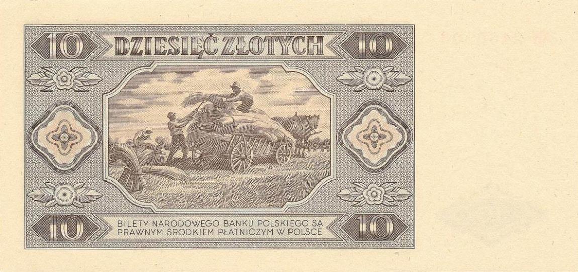 Back of Poland p136a: 10 Zlotych from 1948