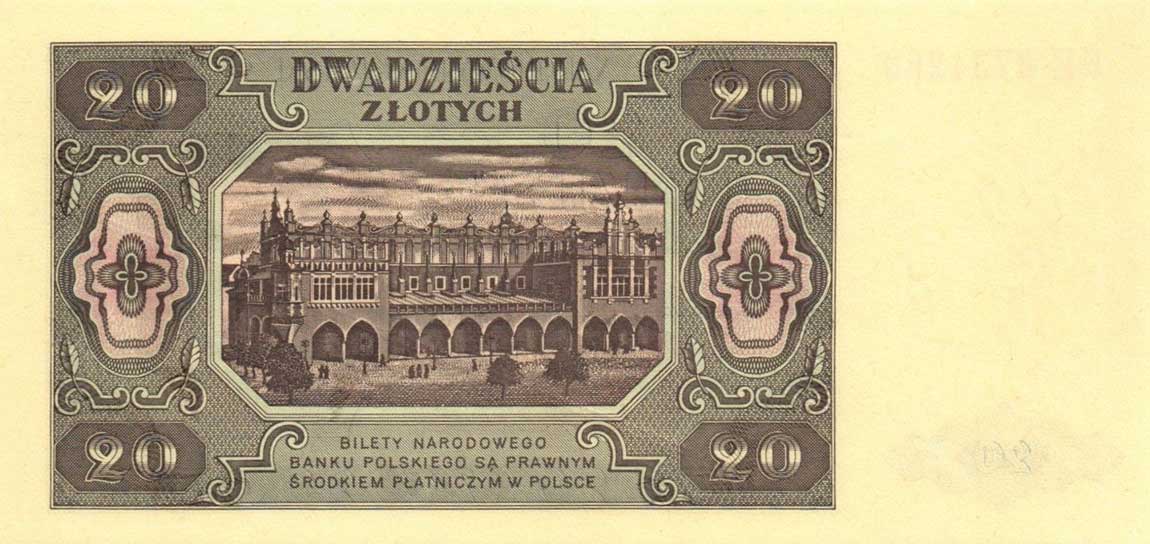 Back of Poland p137s: 20 Zlotych from 1948