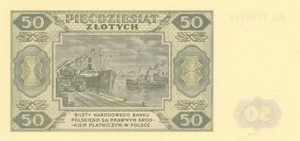 Back of Poland p138a: 50 Zlotych from 1948