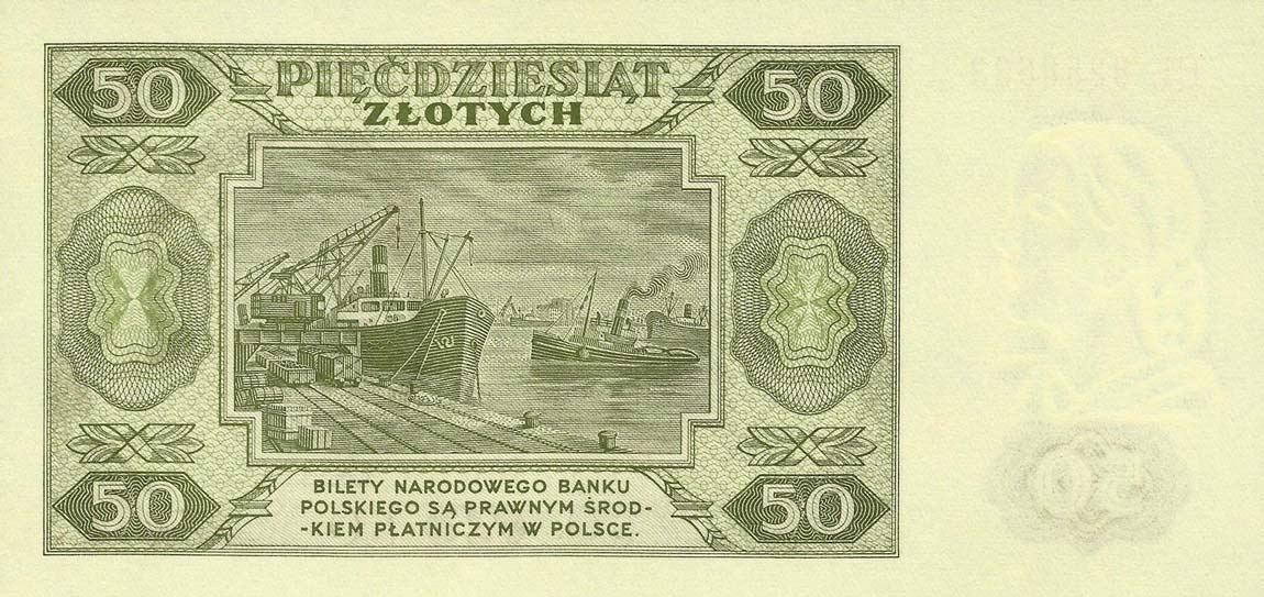 Back of Poland p138s: 50 Zlotych from 1948
