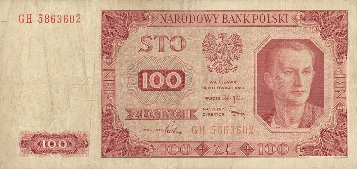 Front of Poland p139b: 100 Zlotych from 1948
