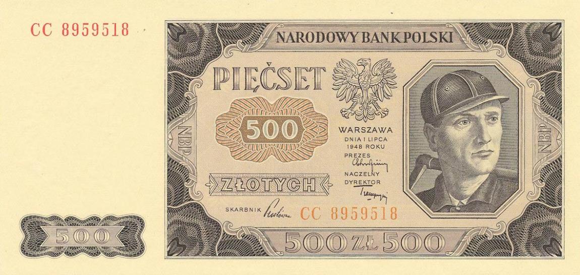 Front of Poland p140a: 500 Zlotych from 1948