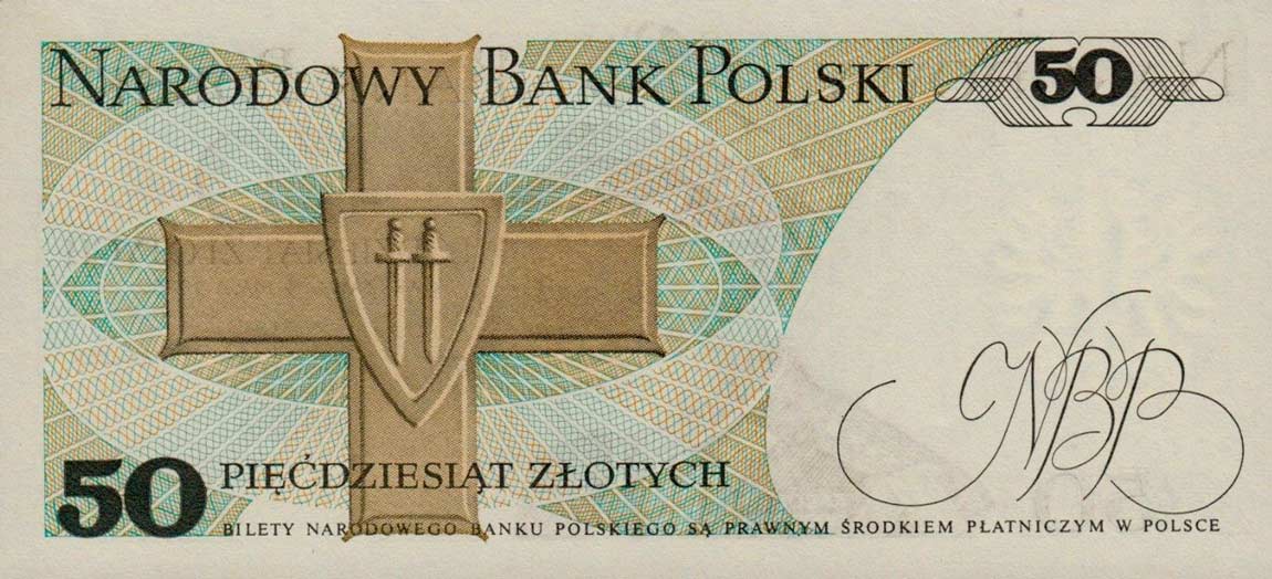 Back of Poland p142a: 50 Zlotych from 1975