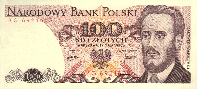 Front of Poland p143b: 100 Zlotych from 1976
