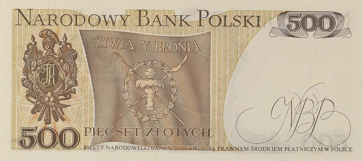 Back of Poland p145a: 500 Zlotych from 1974