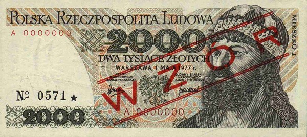 Front of Poland p147s1: 2000 Zlotych from 1977