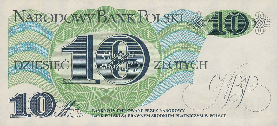 Back of Poland p148a: 10 Zlotych from 1982