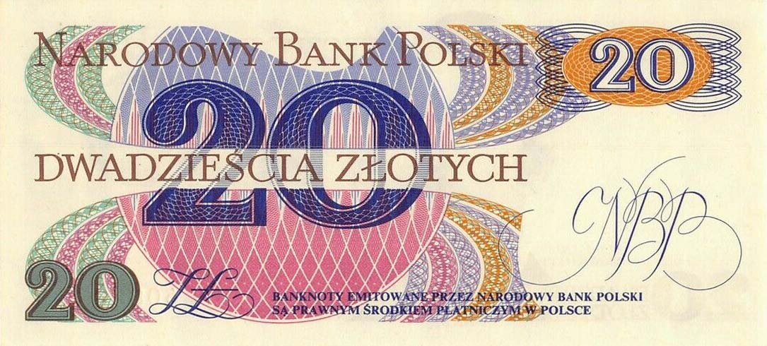 Back of Poland p149a: 20 Zlotych from 1982