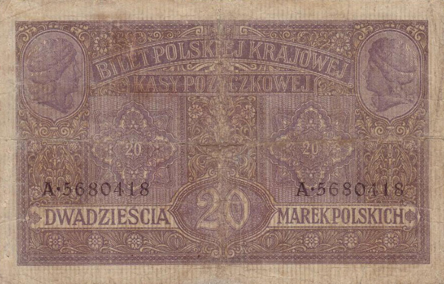 Back of Poland p14: 20 Marek from 1917
