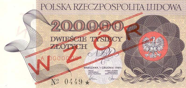 Front of Poland p155s: 200000 Zlotych from 1989
