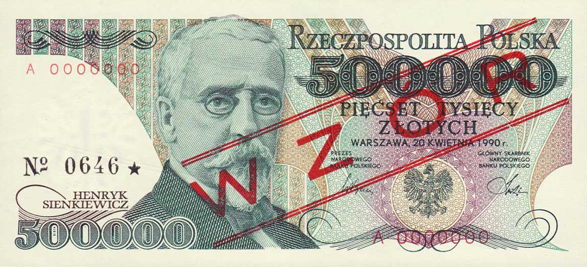 Front of Poland p156s: 500000 Zlotych from 1990