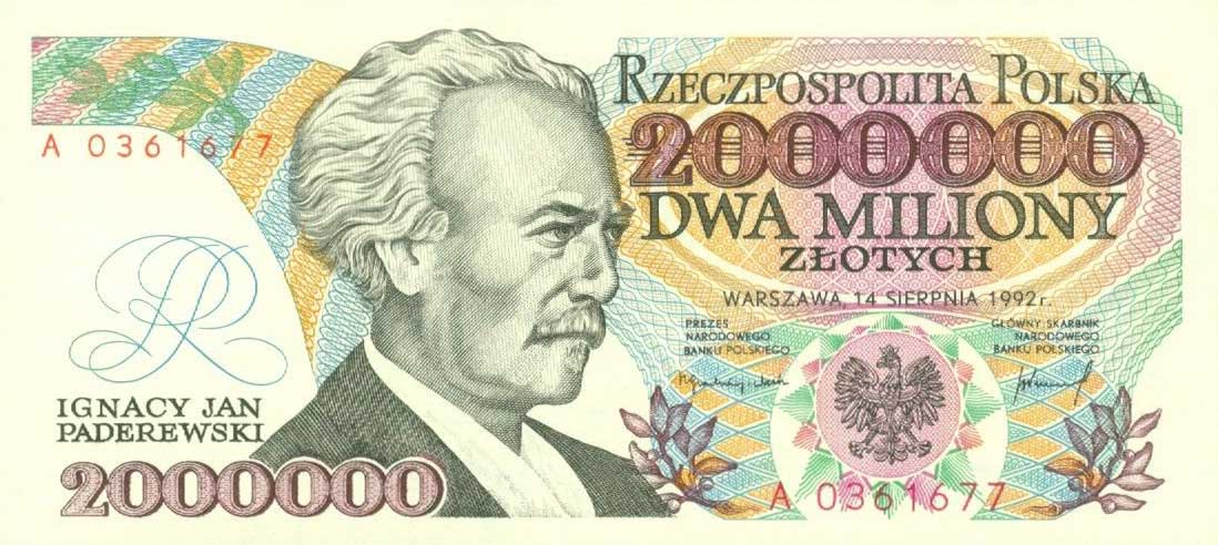 Front of Poland p158a: 2000000 Zlotych from 1992