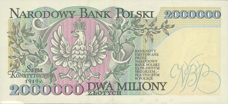Back of Poland p163a: 2000000 Zlotych from 1993