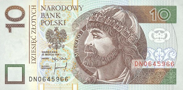 Front of Poland p173a: 10 Zlotych from 1994