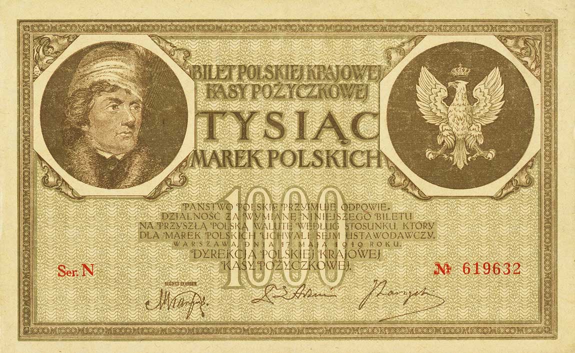 Front of Poland p22b: 1000 Marek from 1919