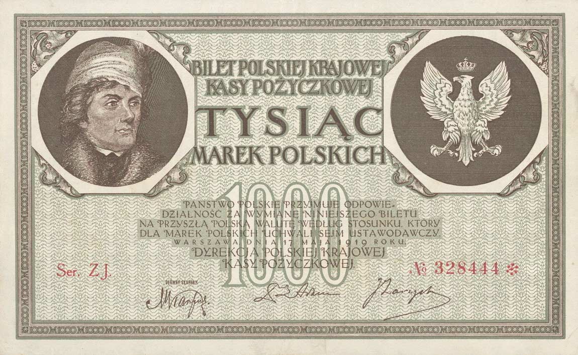 Front of Poland p22d: 1000 Marek from 1919