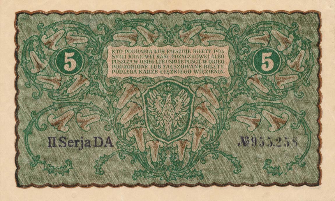 Back of Poland p24: 5 Marek from 1919