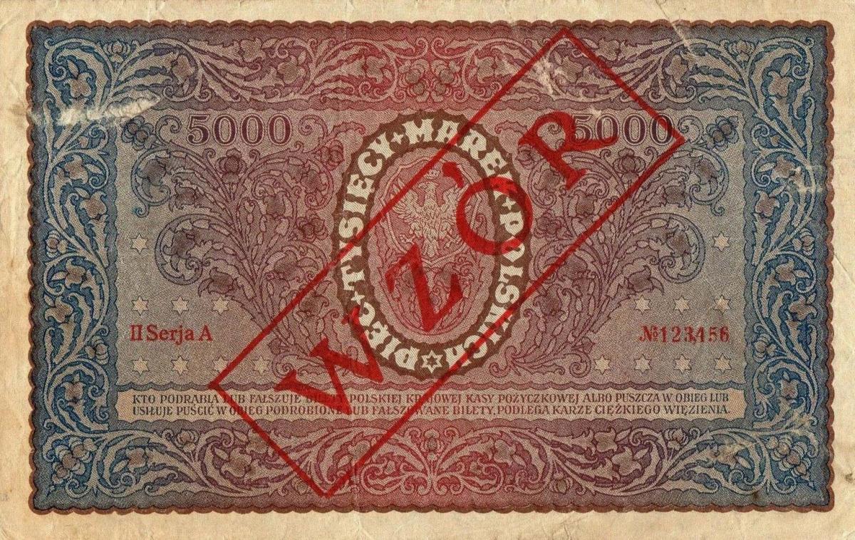 Back of Poland p31s: 5000 Marek from 1920
