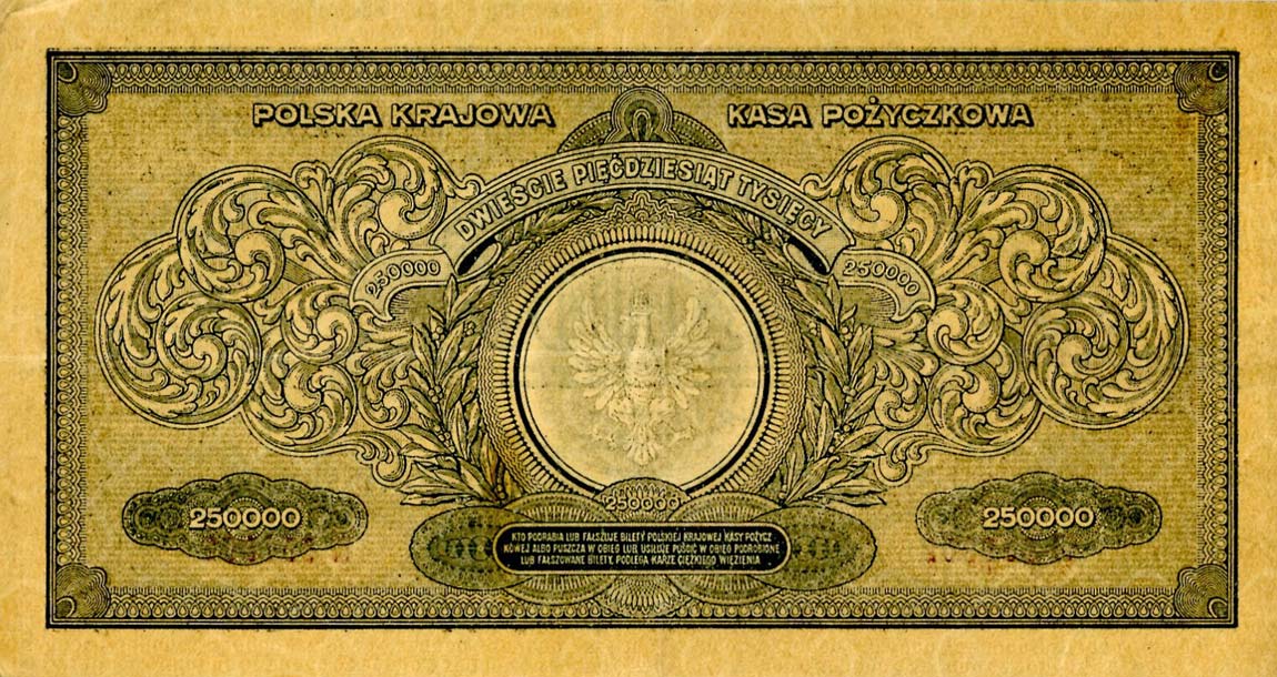 Back of Poland p35: 250000 Marek from 1923