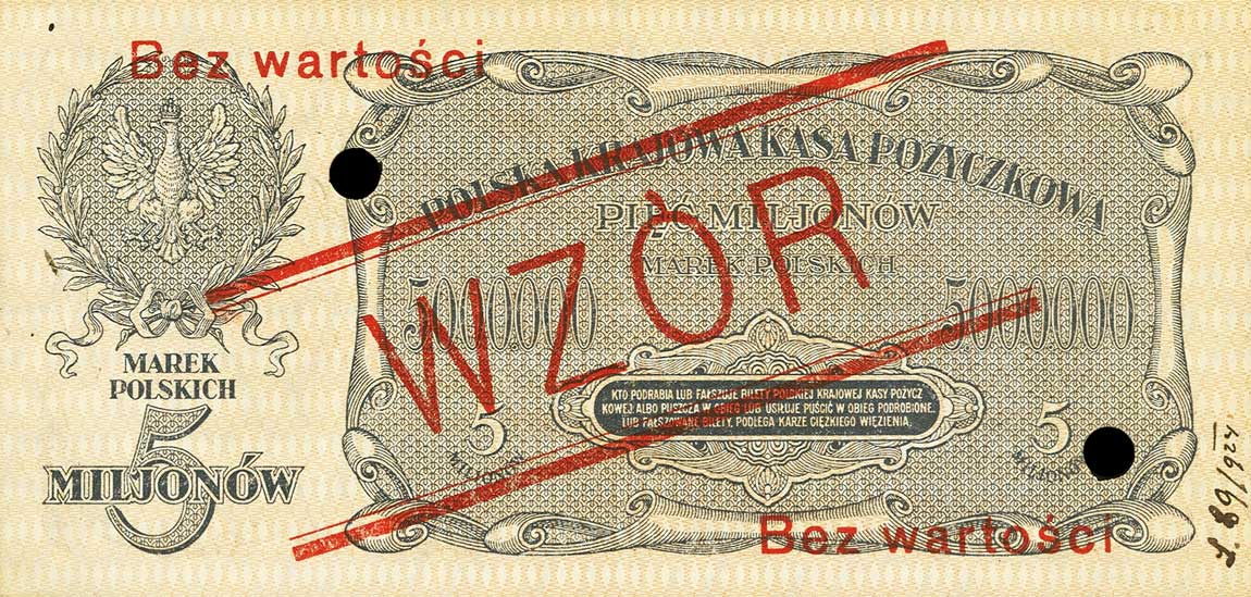 Back of Poland p38s: 5000000 Marek from 1923