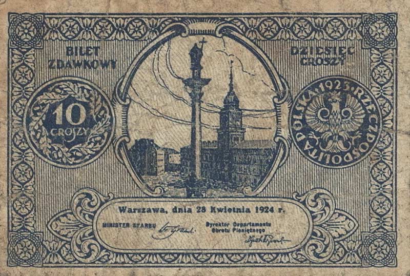 Front of Poland p44: 10 Groszy from 1924