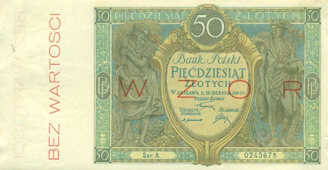 Front of Poland p64s: 50 Zlotych from 1925