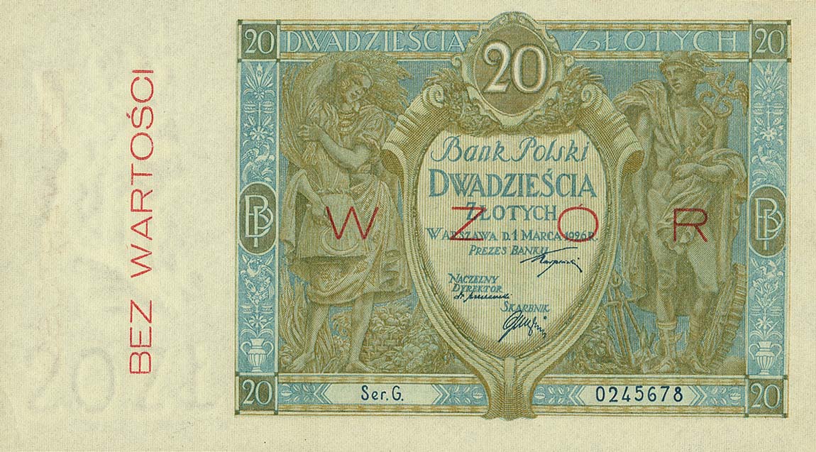 Front of Poland p66s: 20 Zlotych from 1926