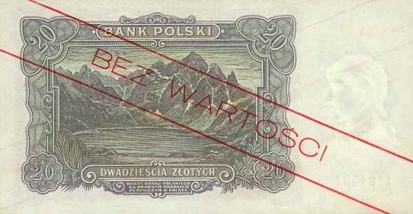 Back of Poland p68: 20 Zlotych from 1928
