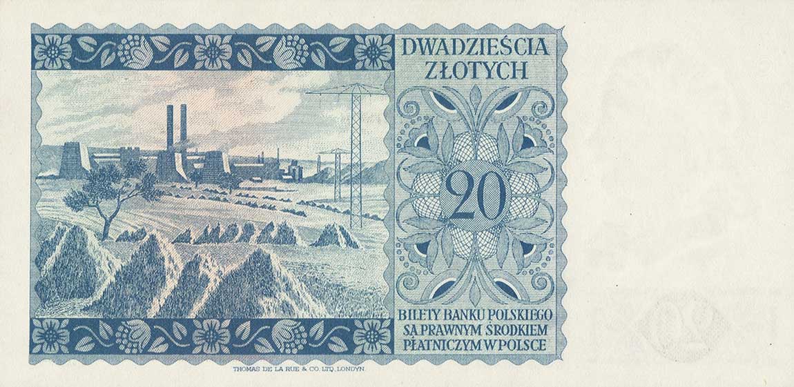 Back of Poland p83r: 20 Zlotych from 1939
