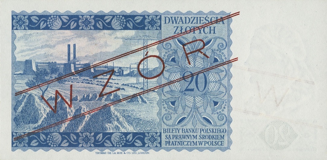 Back of Poland p83s: 20 Zlotych from 1939