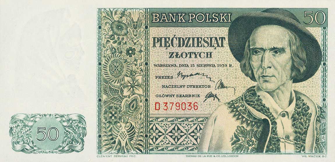 Front of Poland p84r: 50 Zlotych from 1939