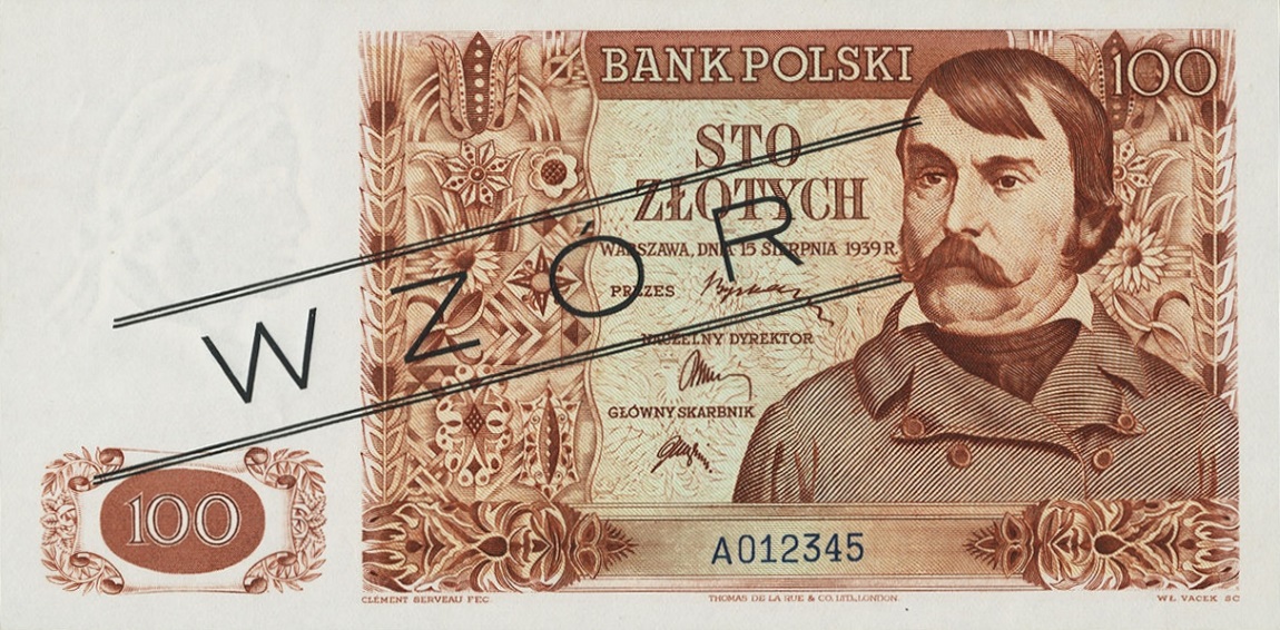 Front of Poland p85s: 100 Zlotych from 1939