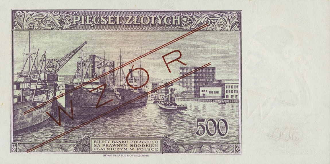 Back of Poland p86s: 500 Zlotych from 1939