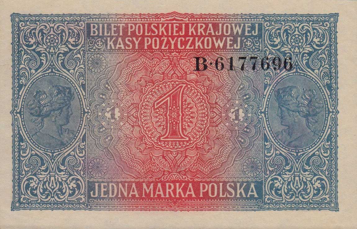 Back of Poland p8: 1 Marka from 1917