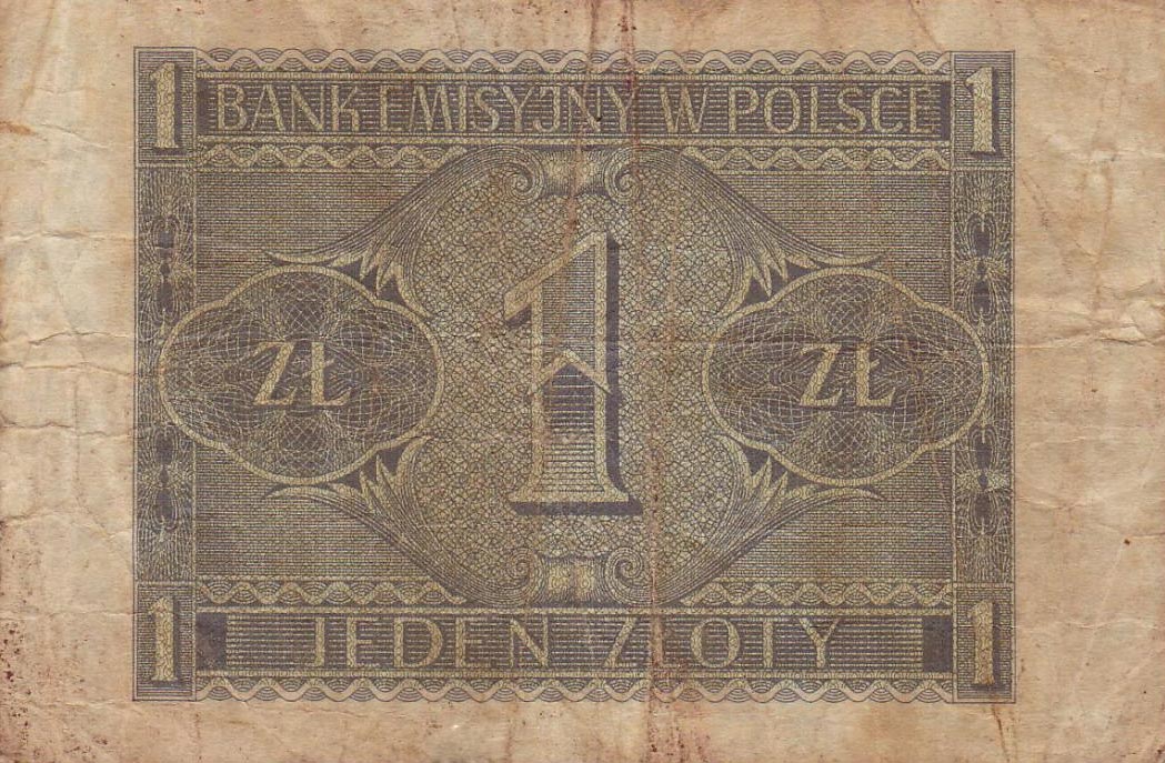Back of Poland p91: 1 Zloty from 1940