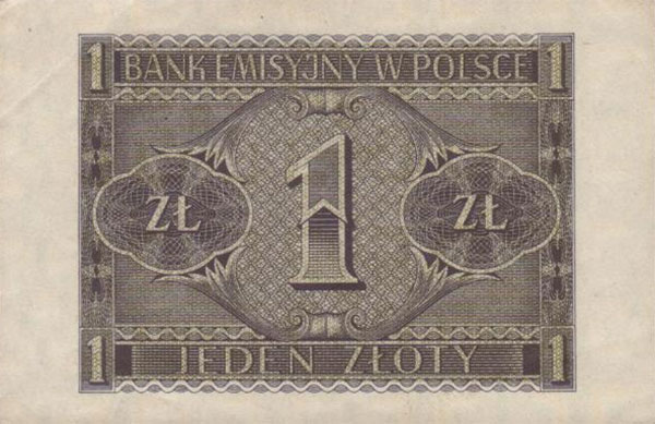 Back of Poland p99: 1 Zloty from 1941