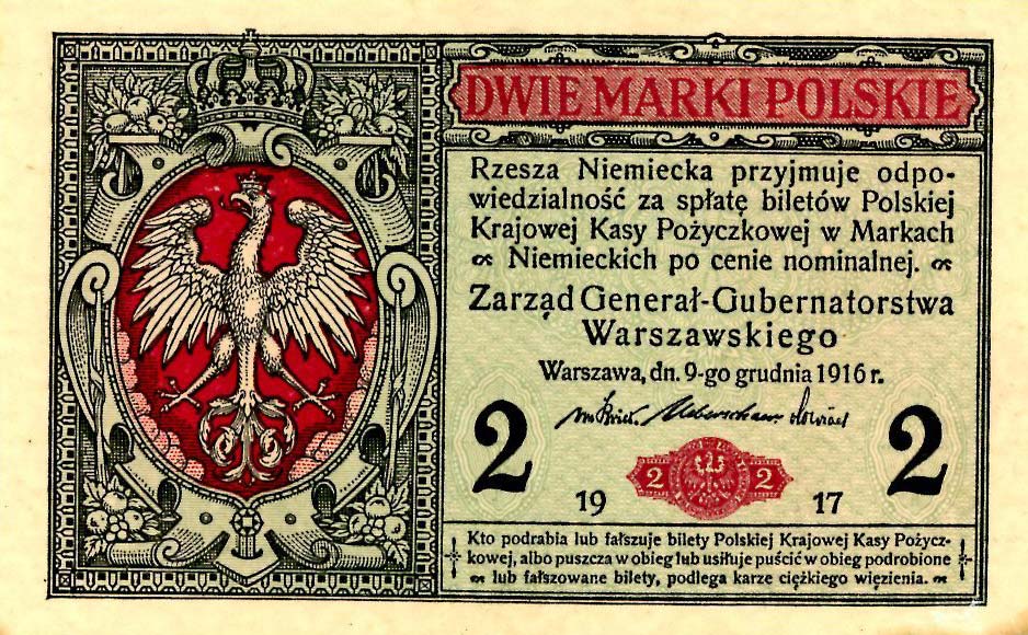 Front of Poland p9: 2 Marki from 1917