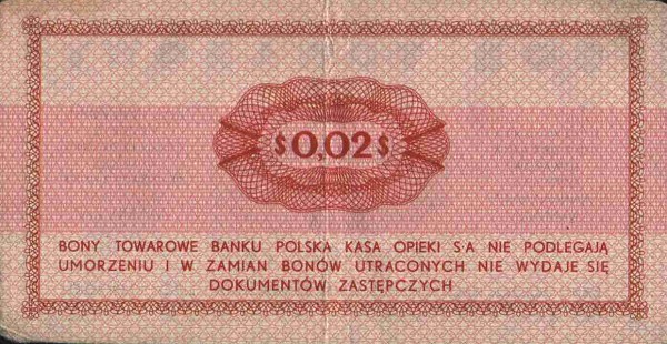 Back of Poland pFX22: 2 Cents from 1969