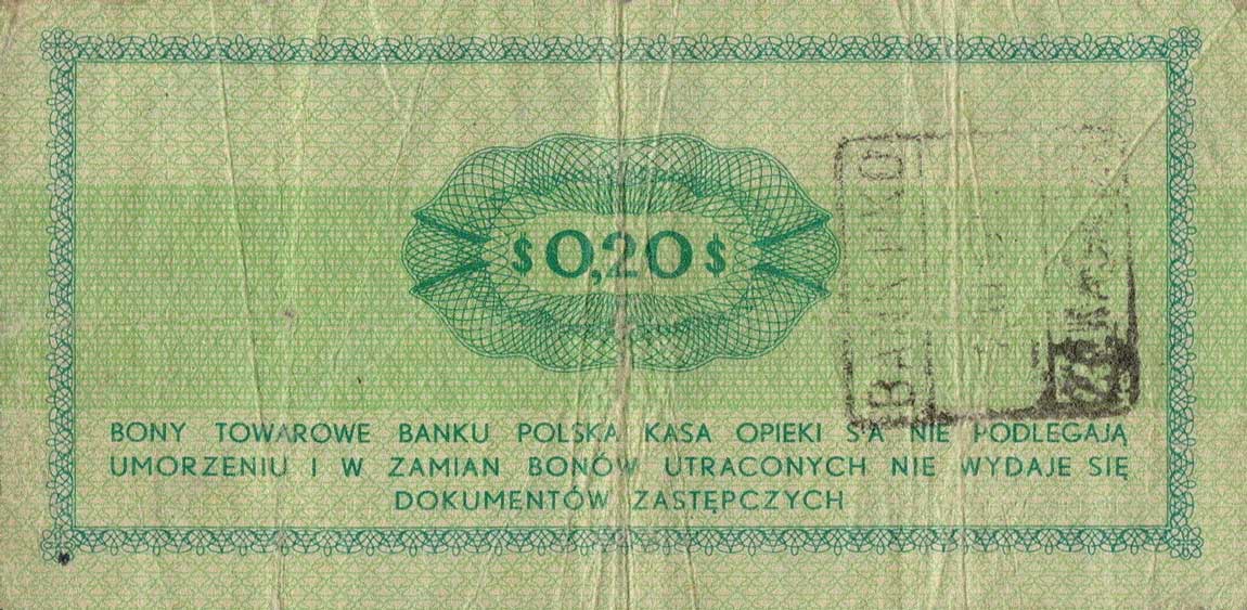 Back of Poland pFX25: 20 Cents from 1969