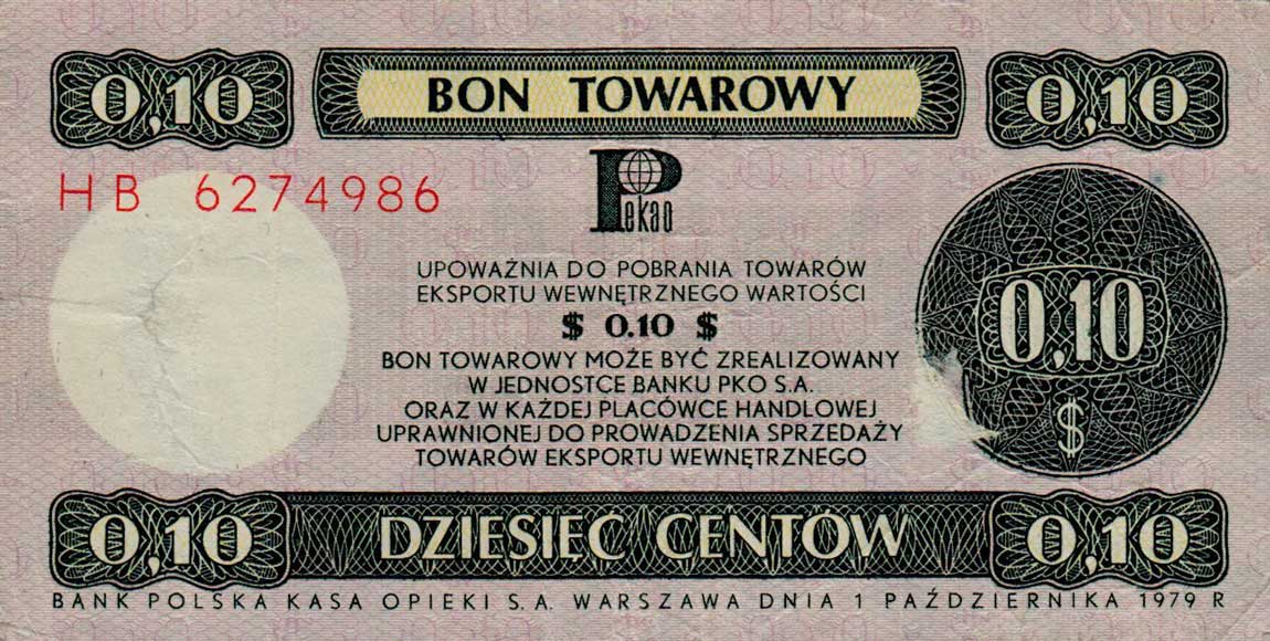 Front of Poland pFX37: 10 Cents from 1979