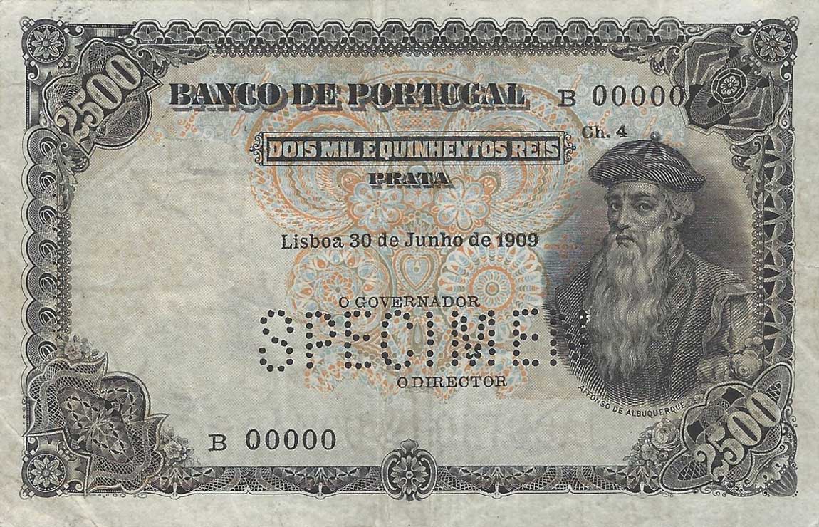 Front of Portugal p107s: 2.5 Mil Reis from 1916